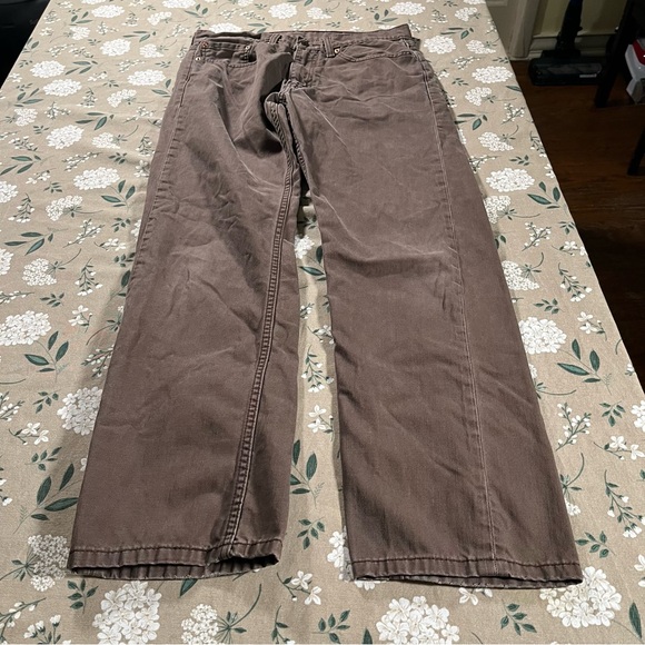 Levis 505 Jeans Men’s 34x32 Brown Straight Leg White Tab Denim Preppy Western - Picture 1 of 11